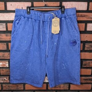 Born Fly Men's Shorts 2XL New Indigo Washed Cotton Terry Jogger Faded Distressed